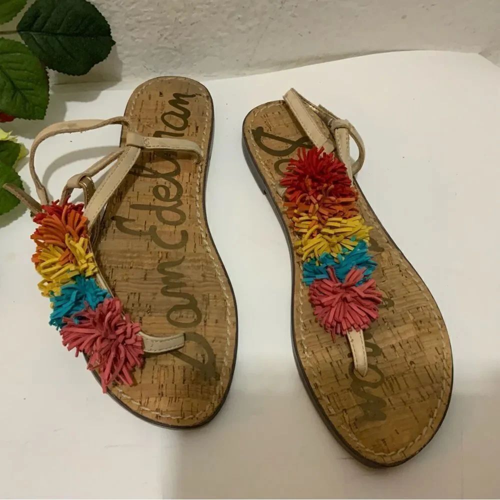 Sam Edelman Gates Multicolor Pom Pom Sandal 9